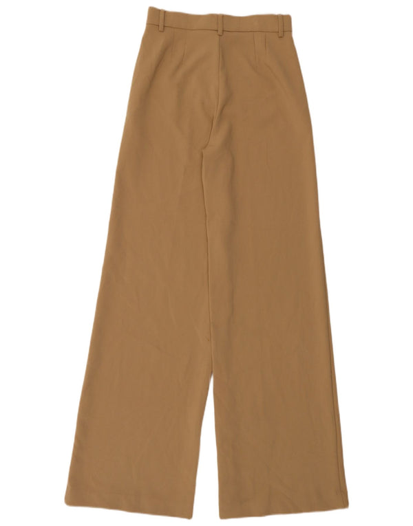 Zara Womens Wide Leg Casual Trousers XS W24 L33 Beige Polyester