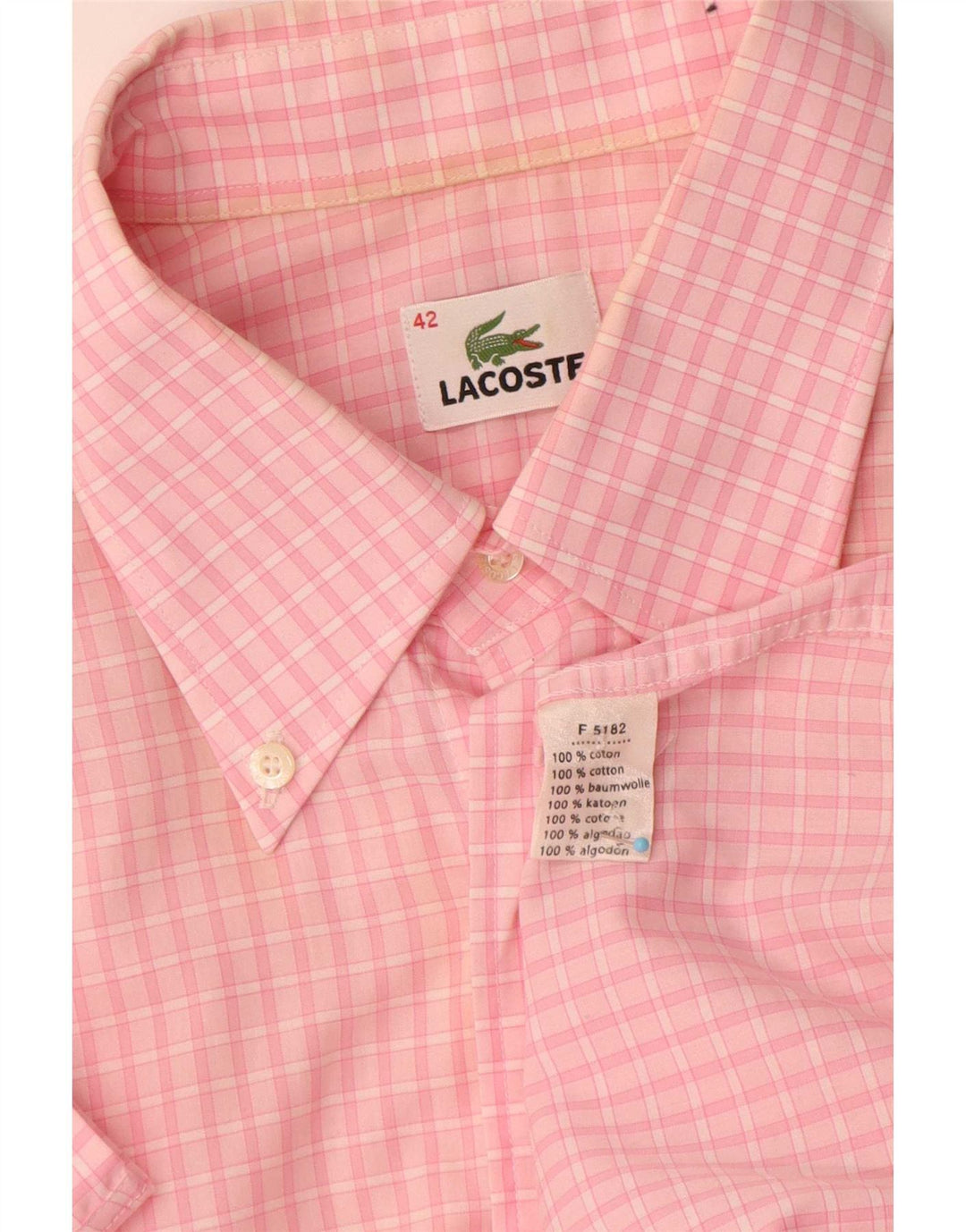 Ανδρικό κοντομάνικο πουκάμισο Lacoste, μέγεθος 42, μεγάλο ροζ βαμβακερό Gingham
