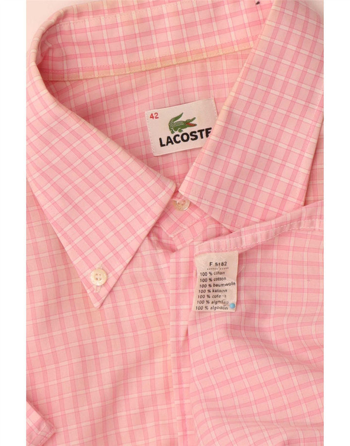 Ανδρικό κοντομάνικο πουκάμισο Lacoste, μέγεθος 42, μεγάλο ροζ βαμβακερό Gingham