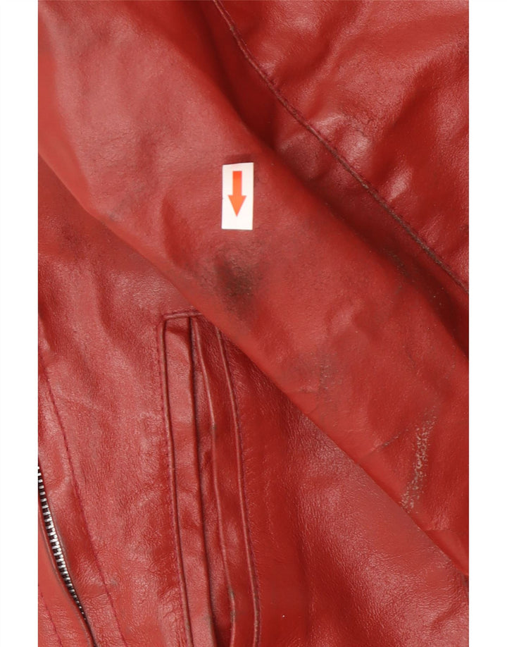 Vintage Γυναικείο Δερμάτινο Μπουφάν UK 14 Medium Red