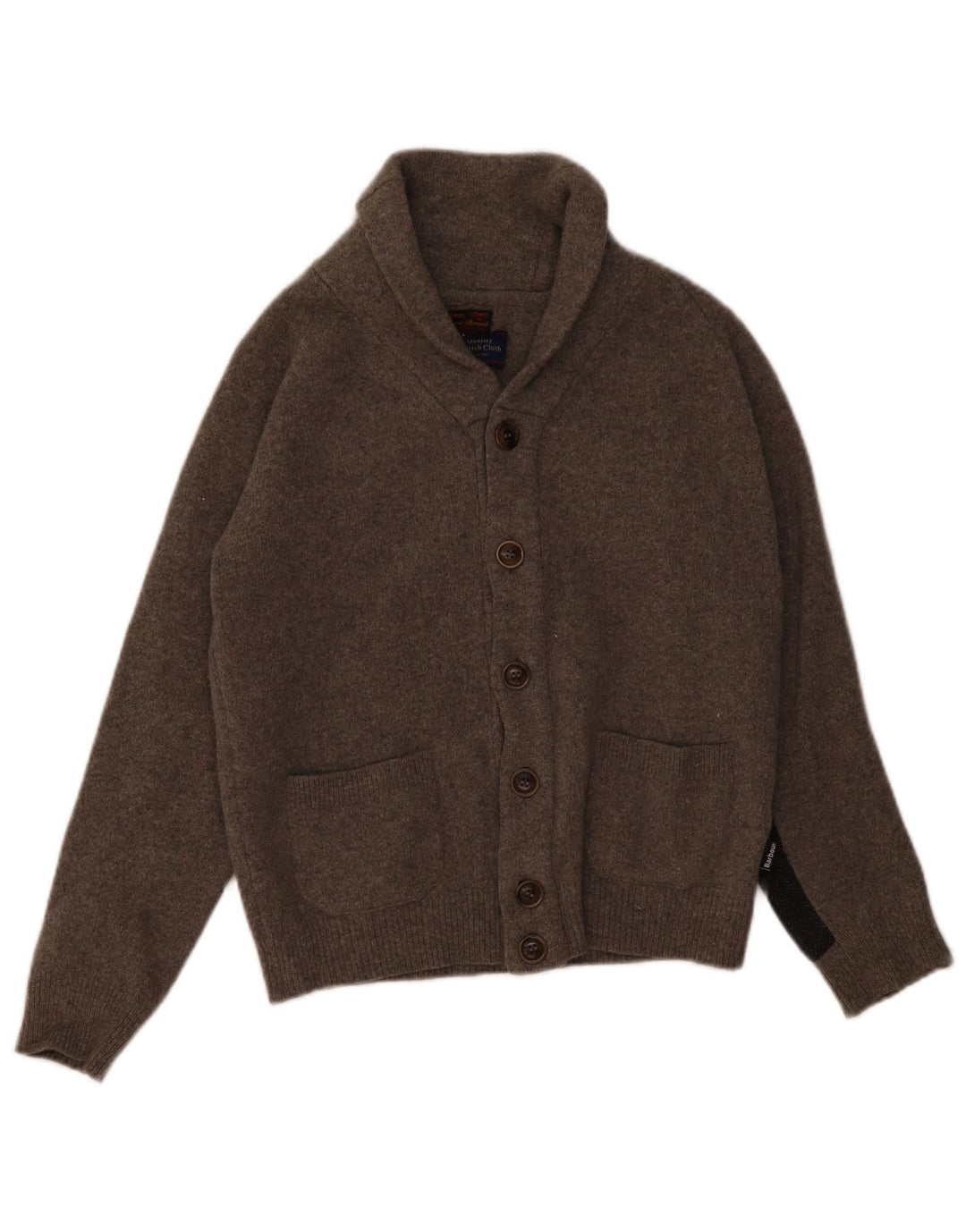 BARBOUR Boys Cardigan πουλόβερ 11-12 ετών Μεγάλο γκρι χρώμα μαλλί