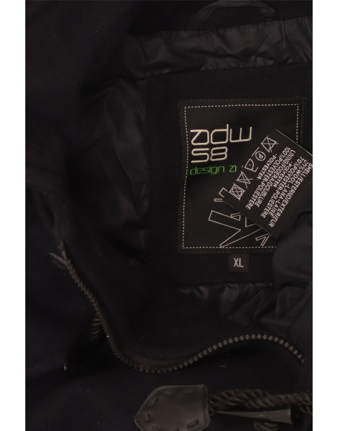 VINTAGE Γυναικείο παλτό Duffle με κουκούλα UK 18 XL Navy Blue Wool