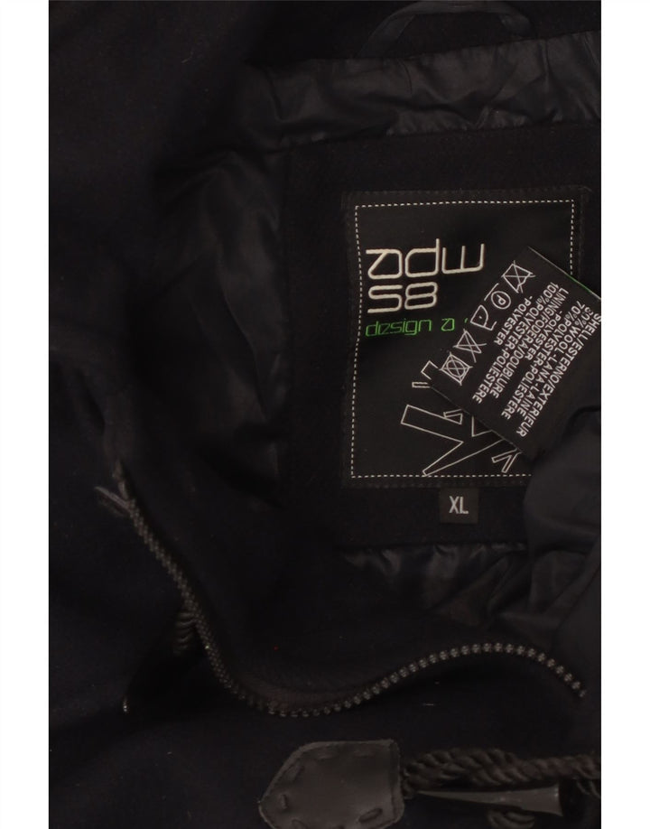 VINTAGE Γυναικείο παλτό Duffle με κουκούλα UK 18 XL Navy Blue Wool