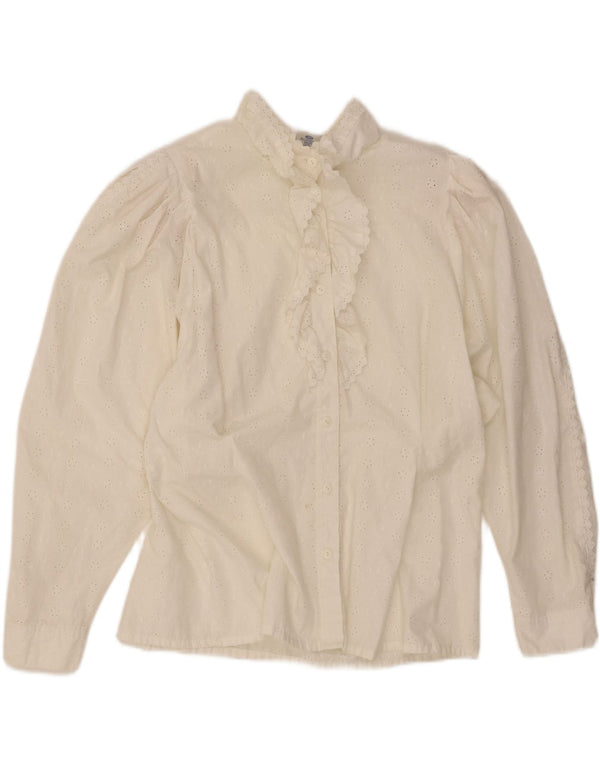 Yessica Womens Ruffle Front Shirt EU 46 XL White Polyester