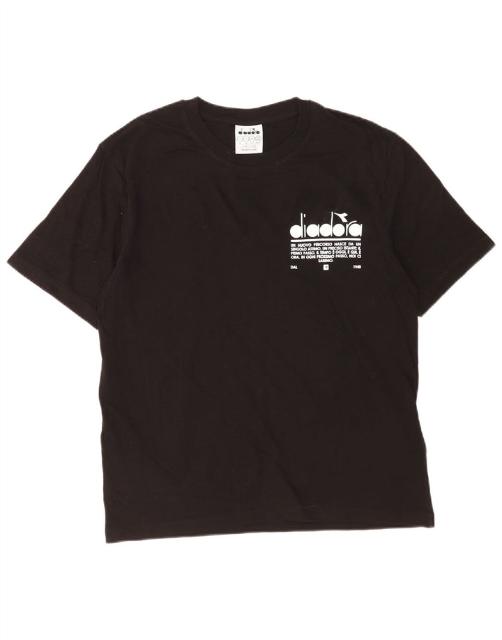 Diadora Ανδρικό γραφικό T-Shirt Top Μικρό μαύρο βαμβακερό