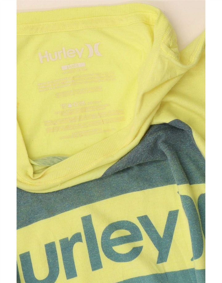 Ανδρικό γραφικό T-Shirt Hurley Top μεγάλο κίτρινο πολυεστέρα