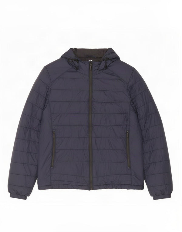 Zara Ανδρικό μπουφάν με κουκούλα UK 38 Medium Navy Blue Nylon