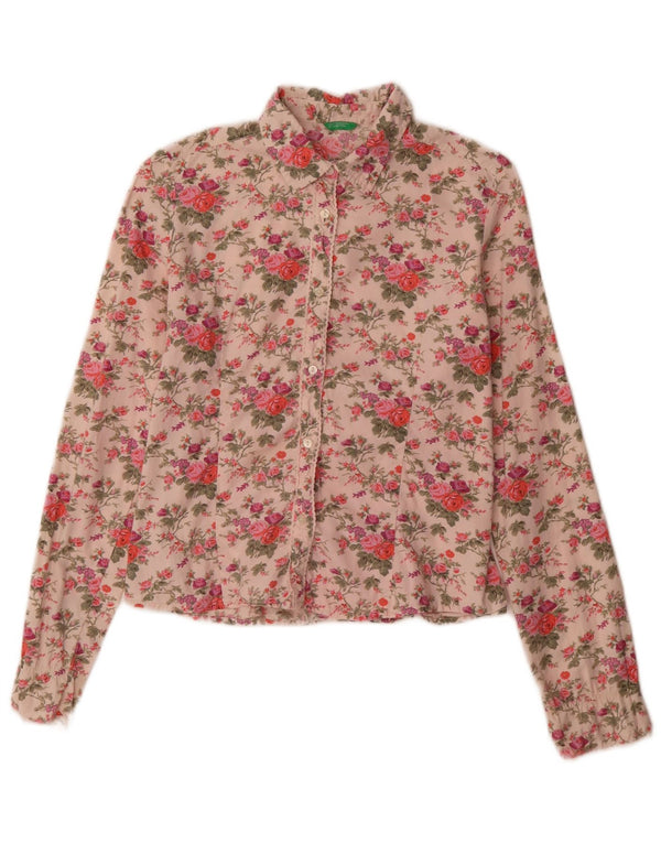 Πουκάμισο Benetton Girls 11-12 Years XL Pink Floral Cotton