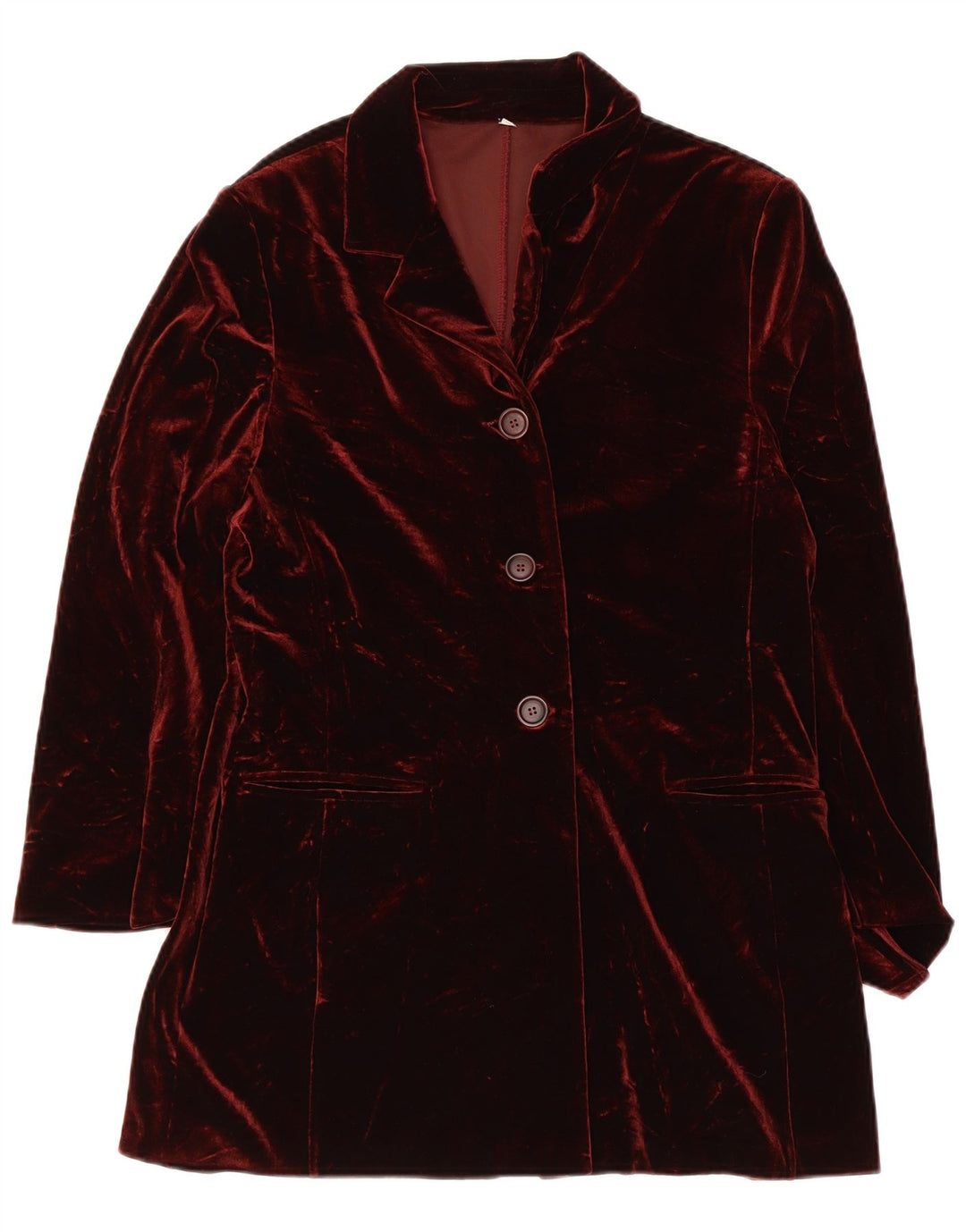 VINTAGE Γυναικείο βελούδινο σακάκι με 3 κουμπιά UK 10 Small Burgundy