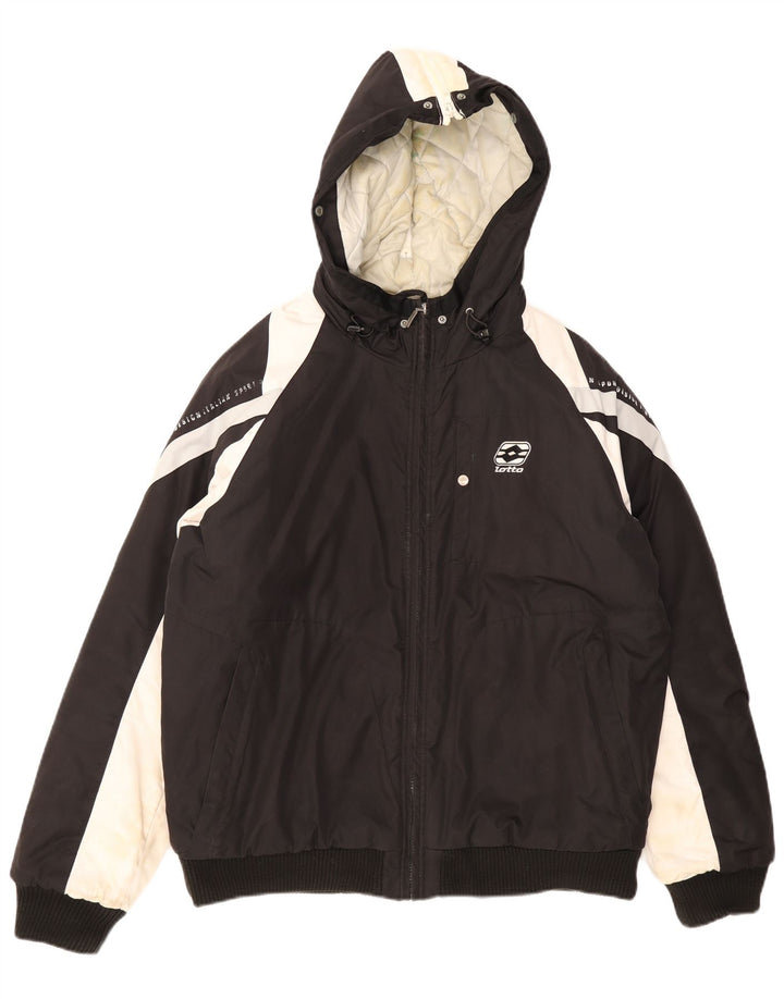 Lotto Ανδρικό μπουφάν με κουκούλα UK 40 Large Black Colourblock Πολυεστέρας