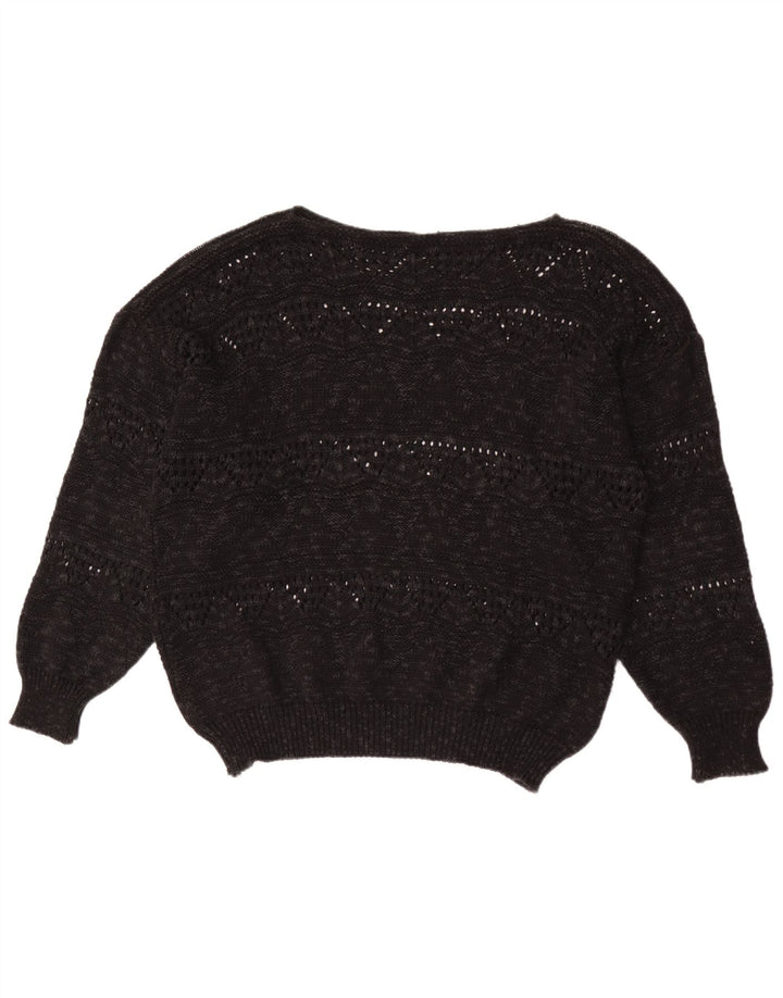 Vintage γυναικείο πουλόβερ με λαιμόκαυστο EU 40 Medium Black Geometric