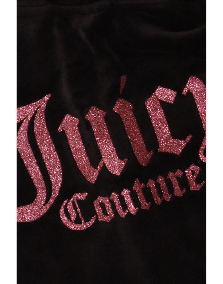 JUICY COUTURE Γραφικό πουλόβερ για κορίτσια με κουκούλα με φερμουάρ 9-10 ετών μαύρο