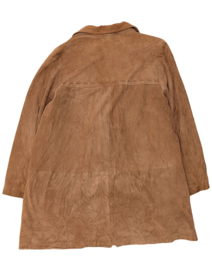 Vintage γυναικείο σουέτ πανωφόρι UK 14 Medium Beige Leather