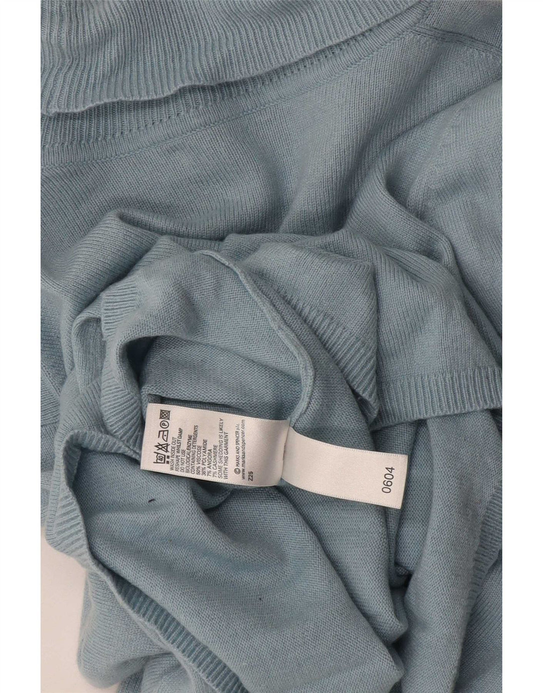 Marks & Spencer Womens Roll Neck Jumper Sweater UK 14 Medium Blue Viscose