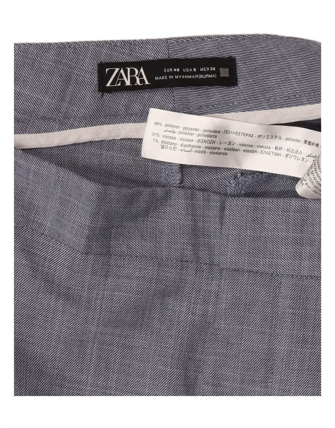 ZARA Womens Slim Suit Trousers EU 40 Medium W30 L26 Blue Polyester Vintage Zara and Second-Hand Zara from Messina Hembry 