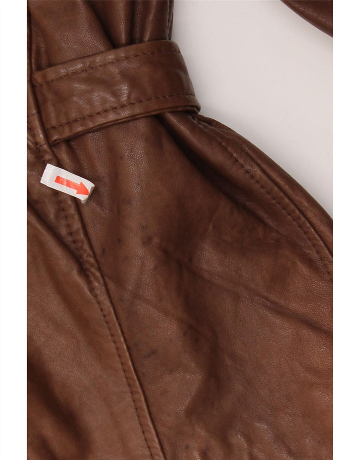 Vintage Γυναικείο Oversized Δερμάτινο Μπουφάν UK 18 XL Καφέ Δερμάτινο