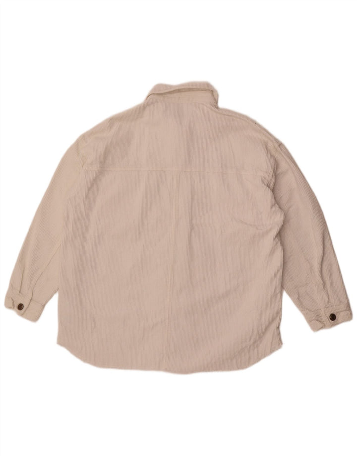 Zara Γυναικείο Κοτλέ Μπουφάν UK 10 Small White Βαμβακερό