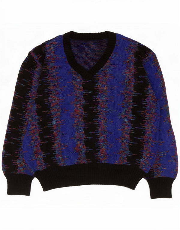 Vintage γυναικείο πουλόβερ με λαιμόκοψη Vintage UK 16 Large Blue Colorblock