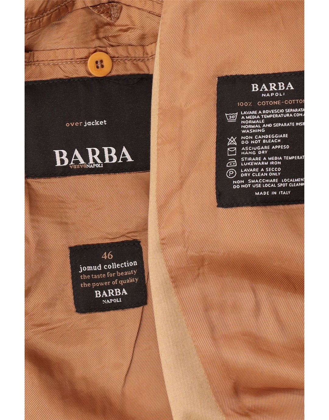 Ανδρικό Πανωφόρι Barba IT 46 Small Beige Βαμβακερό
