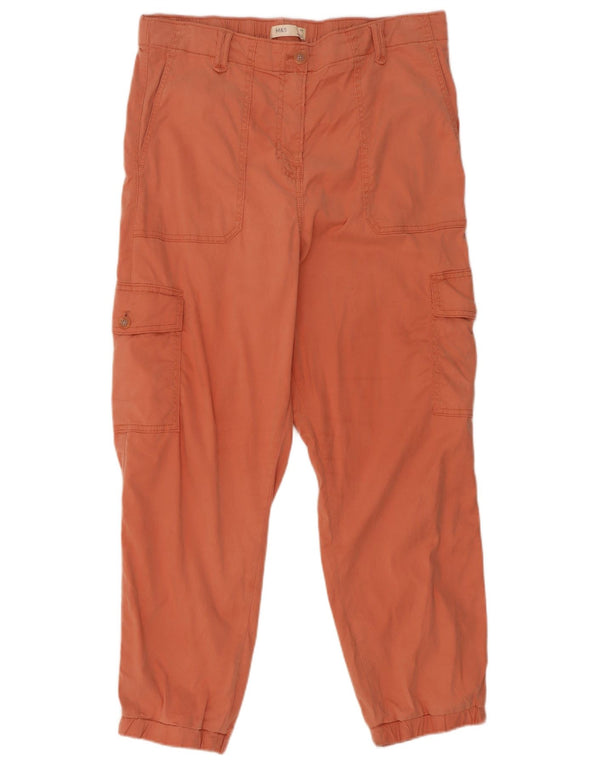 Marks & Spencer Womens Crop Cargo Παντελόνι UK 14 Large W32 L26 Orange
