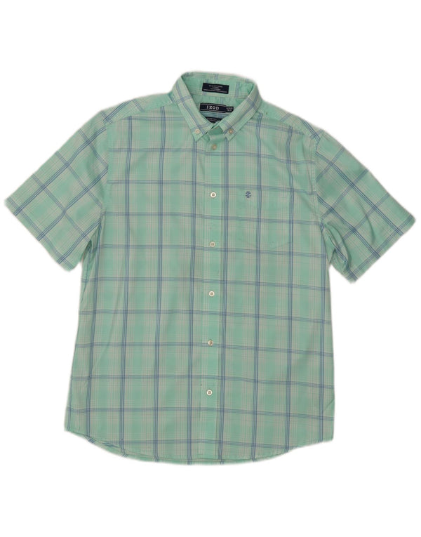 Izod Boys κοντομάνικο πουκάμισο 15-16 ετών XL Turquoise Check Polyester