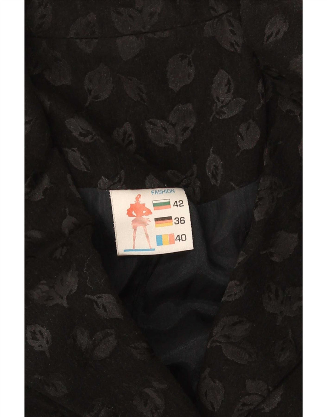Vintage Γυναικείο Longline με 6 κουμπιά σακάκι IT 40 Small Black Floral