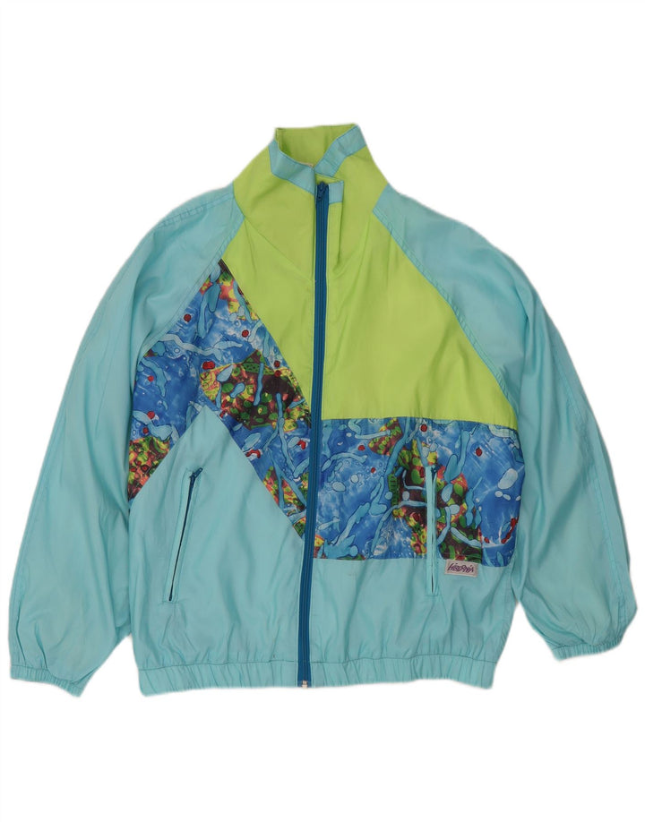 Vintage Γυναικείο Abstract Pattern Rain Jacket IT 40/42 Medium Blue