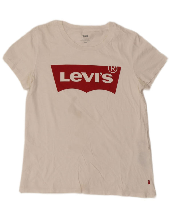 Γυναικείο γραφικό μπλουζάκι Levi's Top UK 10 Small λευκό βαμβακερό