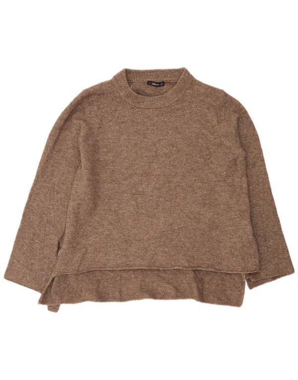 Zara Γυναικείο πουλόβερ Relaxed Fit Crew Neck Jumper UK 10 Small Brown Acrylic