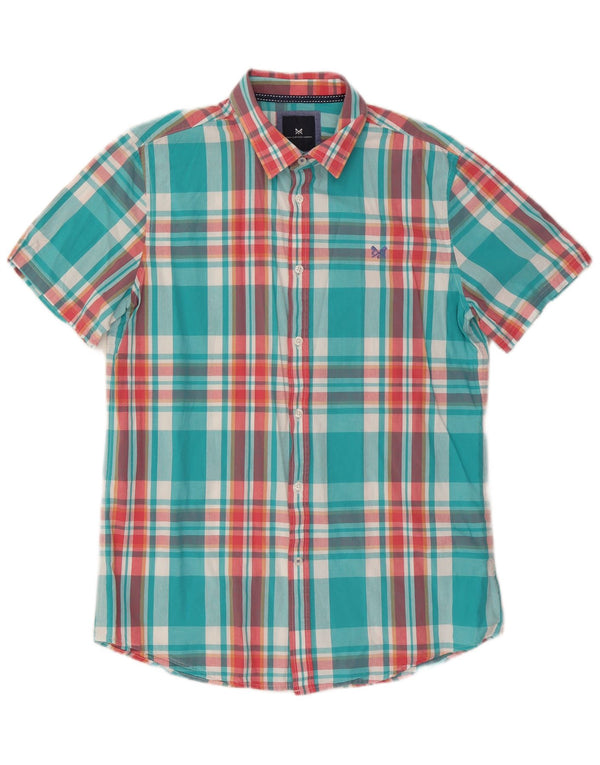 Crew Clothing Ανδρικό κοντομάνικο πουκάμισο μεγάλο μπλε βαμβακερό