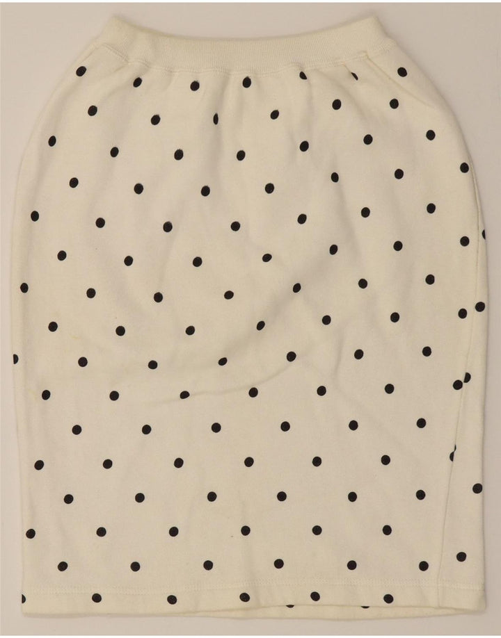 VINTAGE Womens Pencil Skirt W26 Small Off White Polka Dot Vintage Vintage and Second-Hand Vintage from Messina Hembry 