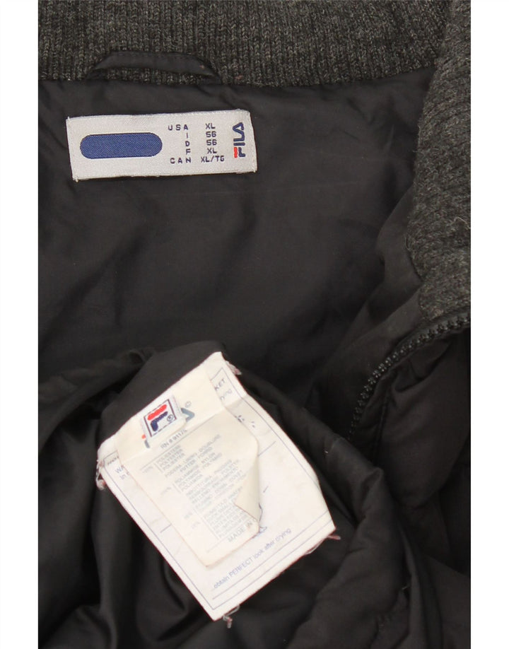 FILA Mens Padded Jacket UK 42 XL Black Colourblock Polyester Vintage Fila and Second-Hand Fila from Messina Hembry 