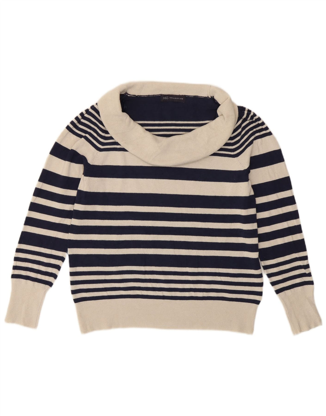 Marks & Spencer Γυναικείο πουλόβερ με ρολό λαιμόκοψη UK 14 Large Navy Blue