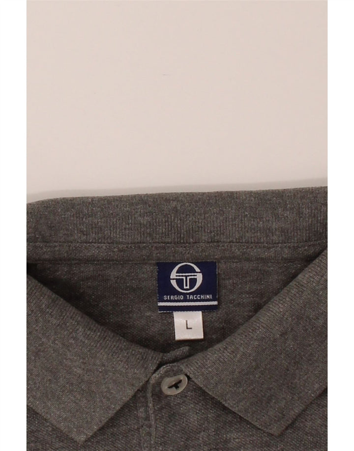 SERGIO TACCHINI Mens Polo Shirt Large Grey Vintage Sergio Tacchini and Second-Hand Sergio Tacchini from Messina Hembry 