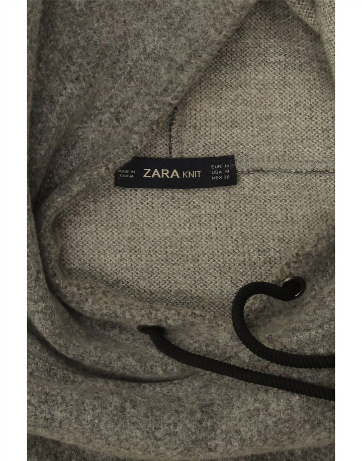 Zara Γυναικείο Hoodie Jumper UK 14 Medium Grey Acrylic