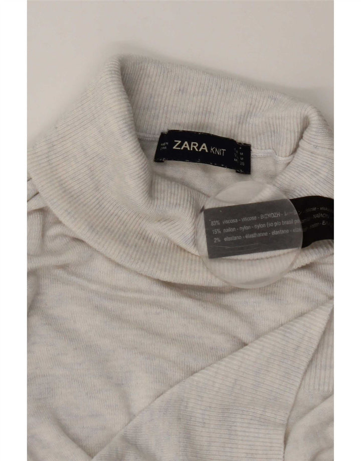 Zara γυναικείο πουλόβερ με ρολό λαιμόκοψη UK 12 μεσαία λευκή βισκόζη