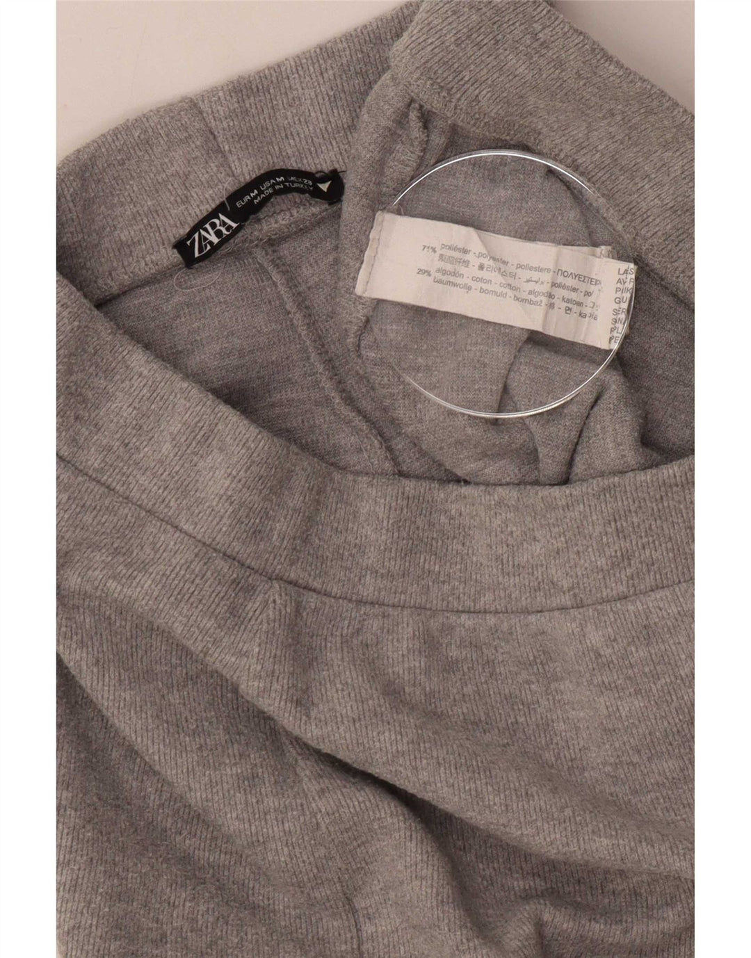 Zara Γυναικεία φόρμα με φαρδιά πόδι Παντελόνι UK 12 Medium Grey Polyester