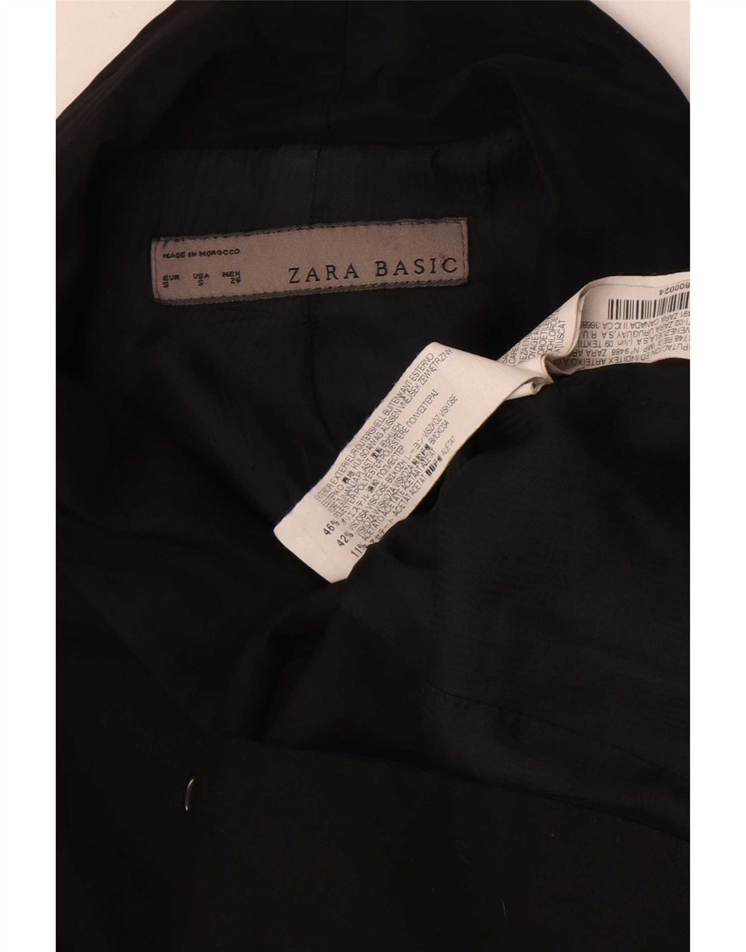 Zara Γυναικείο Μπουφάν 1 Κουμπί Blazer UK 10 Small Black Polyester