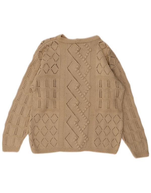 Vintage γυναικείο πουλόβερ με λαιμόκαυστο UK 14 Medium Beige