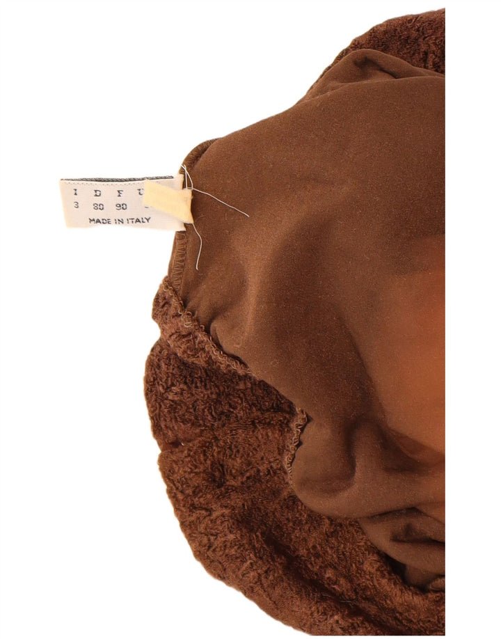 Vintage γυναικείο μακρυμάνικο κορμάκι UK 12 μεσαίο καφέ πολυαμίδιο