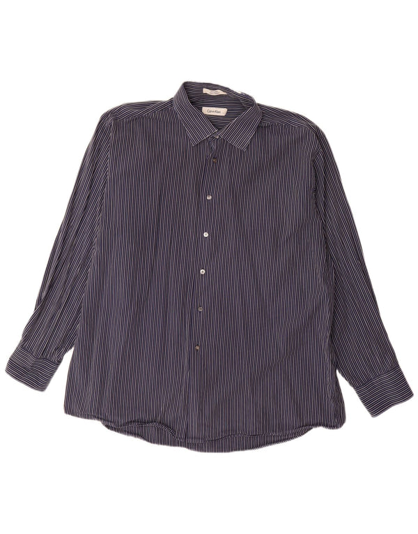 Ανδρικό πουκάμισο Calvin Klein Jeans μέγεθος 18 2XL Navy Blue Pinstripe Βαμβακερό