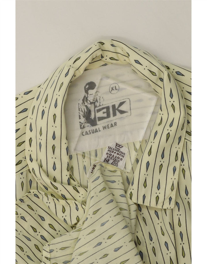 3K Mens Short Sleeve Shirt XL Yellow Striped Viscose Vintage 3K and Second-Hand 3K from Messina Hembry 