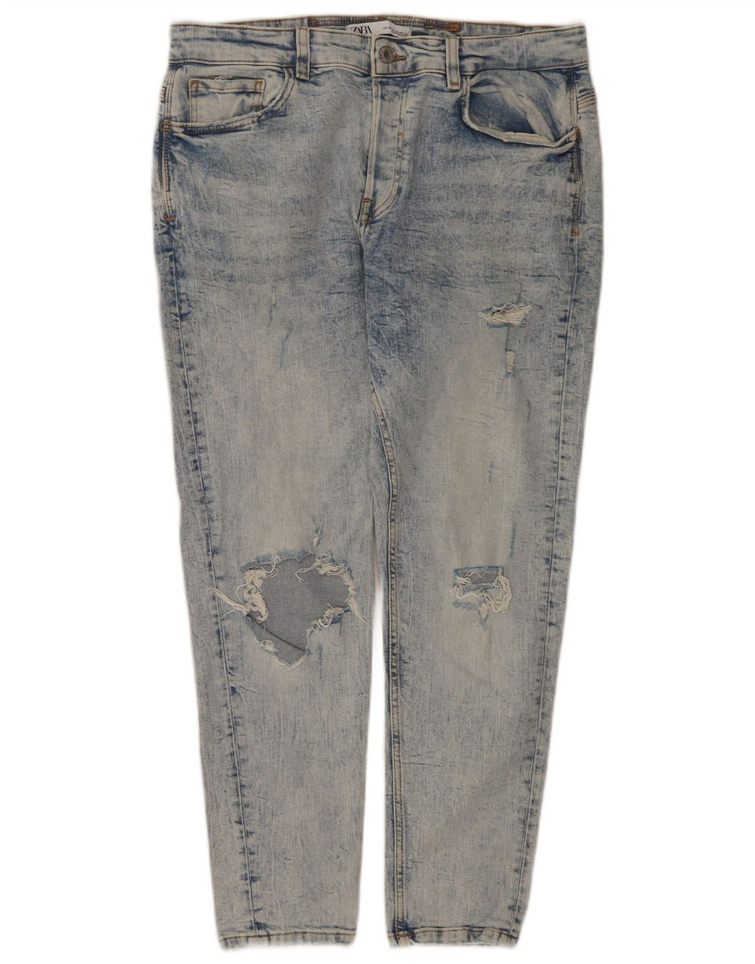 Zara Mens Distressed Slim Jeans EU 44 Large W34 L28 Blue