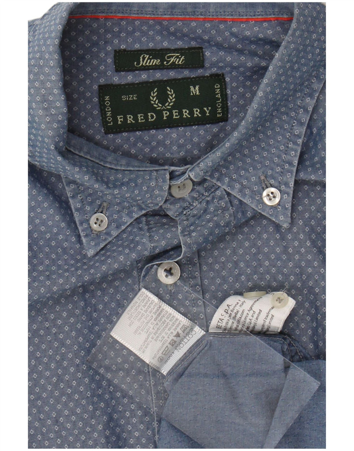 FRED PERRY Ανδρικό πουκάμισο Slim Fit Medium Blue Argyle/Diamond Cotton