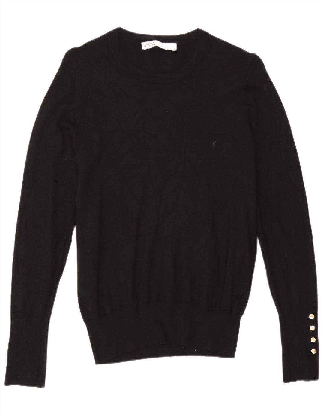 Zara Γυναικείο πουλόβερ με λαιμόκοψη UK 12 Medium Μαύρο