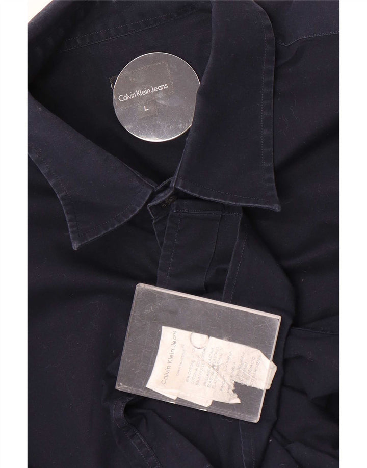 Calvin Klein Jeans Ανδρικό πουκάμισο μεγάλο Navy Blue βαμβακερό