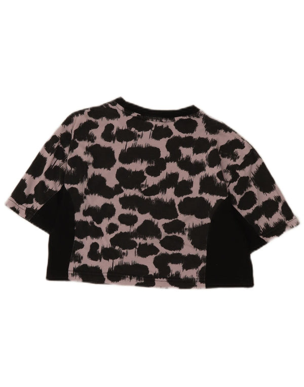 Fila Girls Crop Graphic T-Shirt Top 9-10 Years Black Animal Print