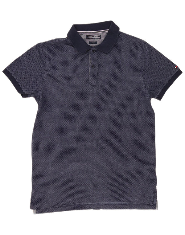 Tommy Hilfiger Ανδρικό πουκάμισο Polo Slim Fit Large Navy Blue γεωμετρικό βαμβακερό