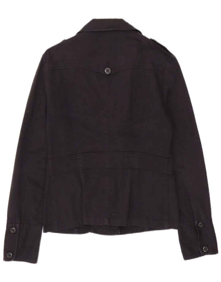 WAREHOUSE Γυναικείο Στρατιωτικό Μπουφάν UK 12 Μεσαίο Μαύρο Βαμβακερό