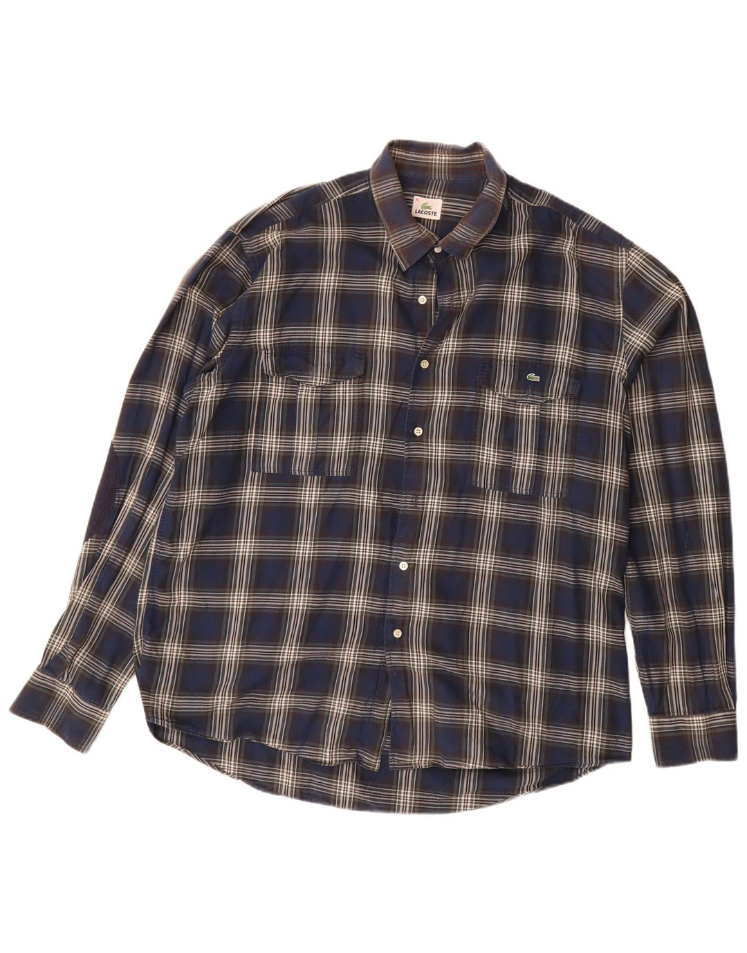 Ανδρικό πουκάμισο Lacoste νούμερο 46 2XL Navy Blue Check Cotton